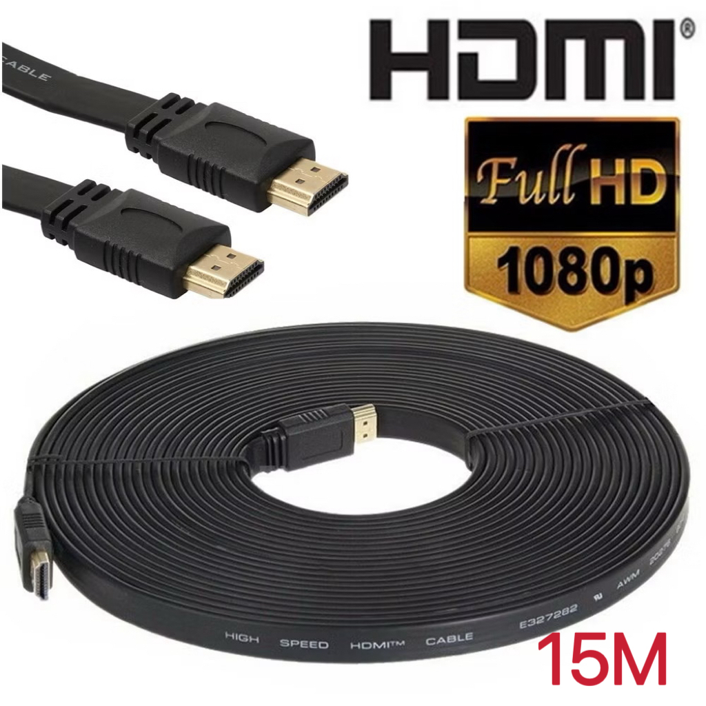 HDMI High Speed 1.5M 3M 5M 15M 1080p 3D VER 1.4 สายแบบอ่อนแบนยาว 1.5-15เมตร (Black)