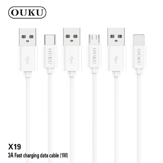 ใหม่!! ประหยัดสุด!! OUKU X19 สายชาร์จโทรศัพท์มือถือ 3A สำหรับ Micro USB/Type-C/IOS สายแข็งแรงใช้ได้นาน ราคาถูก พร้อมส่ง
