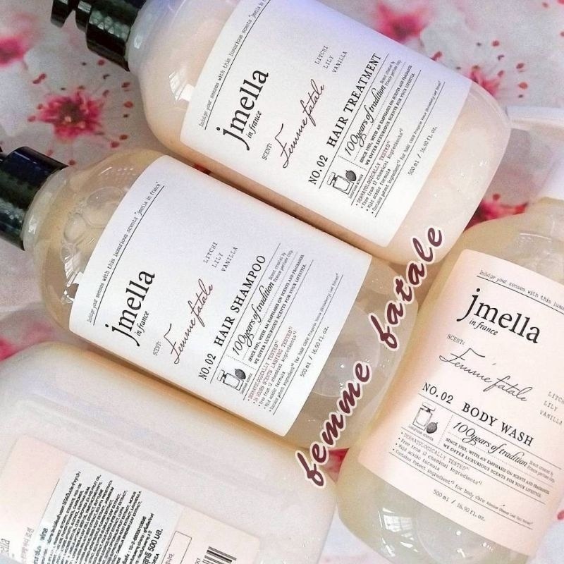 💥เก็บโค้ดทักเเชท💥🏵️ Jmella in France Femme Fatale🏵️500ml (Shampoo, treatment,lotion,wash)ดอกไม้ตะวัน