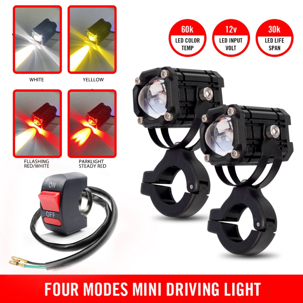 สี่โหมดการขับขี่มินิไฟ 1 คู่ (2pcs) LED ลำแสงสูงและลำแสงต่ำพร้อมกระพริบสากล