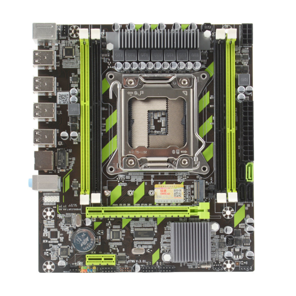 Mainboard X79 DDR3 REG ECC LGA-2011 สำหรับ CPU Xeon E5 V1/V2 เมนบอร์ด รองรับ M.2 NVMe USB2.0 SATA3