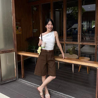 Mocha Shorts l กางเกงขาสั้นยีนส์สีน้ำตาลเข้ม