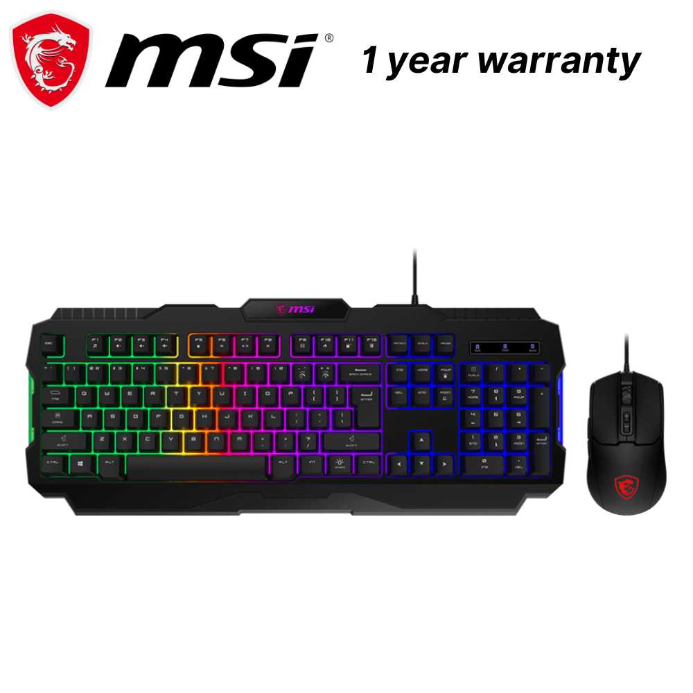 MSI FORGE GK100 COMBO Gaming RGB Keyboard & Mouse Set, 19-Key Anti-Ghosting, 6400 DPI Optical Sensor