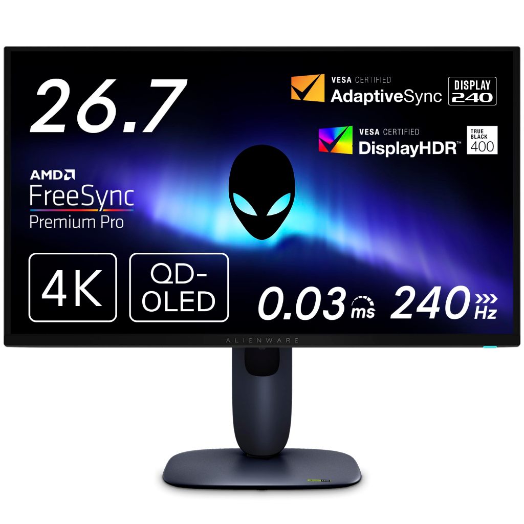 Alienware 27 4K QD-OLED Gaming Monitor AW2725Q - 26.7" 4K UHD QD-OLED 240Hz 0.03ms, Dolby Vision - 3
