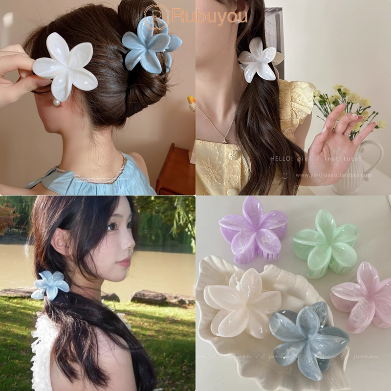 Rubuyou 2025ใหม่ กิ๊บติดผมดอก กิ๊บติดผมฉลาม เกาหลี หวาน แฟชั่น สำหรับผู้หญิง วันหยุดพักผ่อน เครื่องประดับผม-COD
