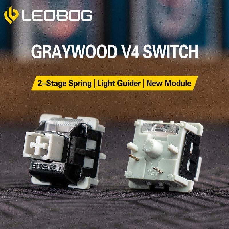 LEOBOG Graywood V4 5 Pin Linear Switch, POM Stem, PC Housing, ปรี้ลูบ, กันฝุ่น, Plate-Mounted, รองรับ MX Keyboard