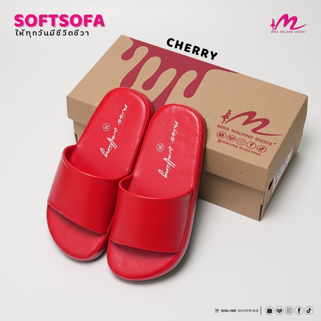 **ลดเลิกกิจการ**  รองเท้าแตะหนัง Miss Walking Shoes ผลิตจากหนังคุณภาพดี  มี 10 สี ราคา 350 บาท