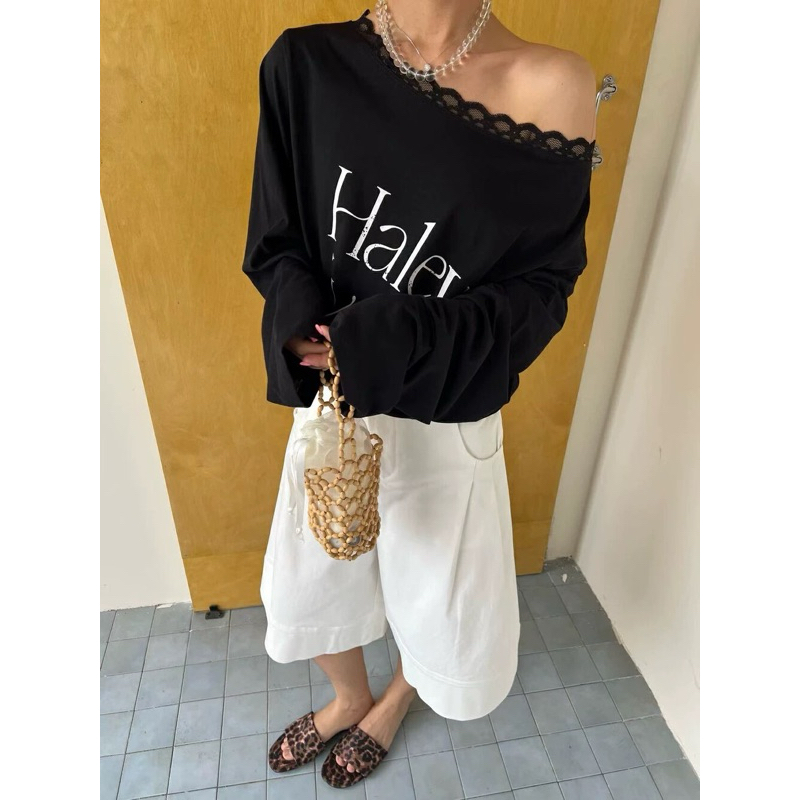 🌟 เสื้อแขนยาวเนื้อผ้าบางเบา สกรีน HALEY IVERS 9967 (nv)🌟