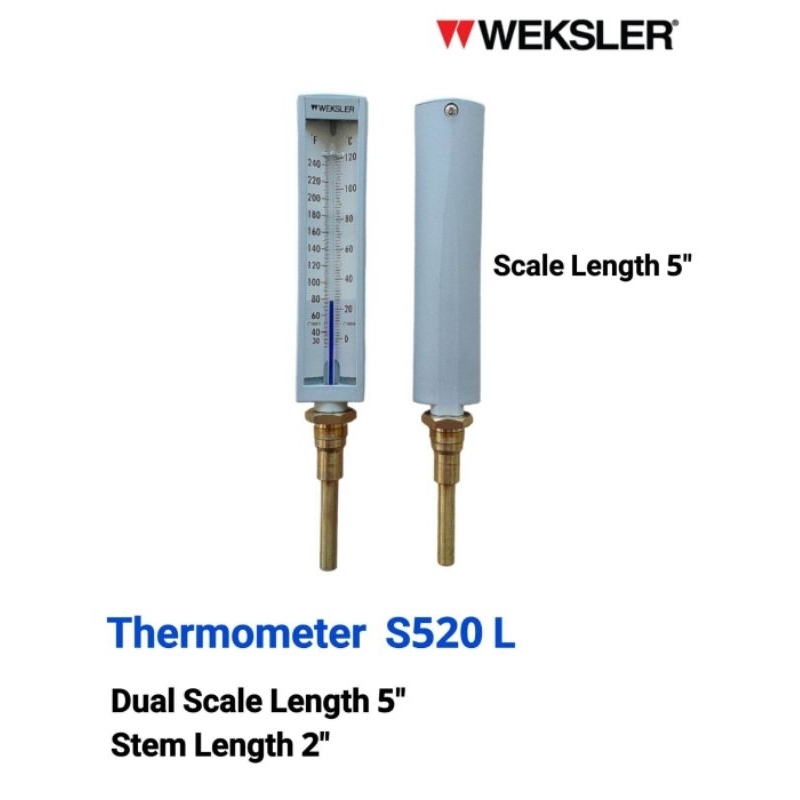 Thermometer  เทอร์โมมิเตอร์ วัดอุณหภูมิ  รุ่น S520L ก้านตรง  Dual Scale F & C ยี่ห้อ Weksler