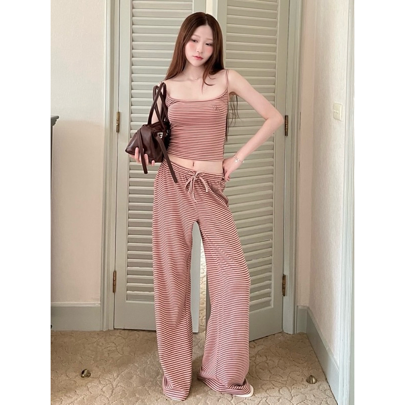 (New in pack) Cintage♡ CT2090 เซตสายเดี่ยวขายาวmiube3052 🌸 สี Brown beach(miube) Size S/M/L