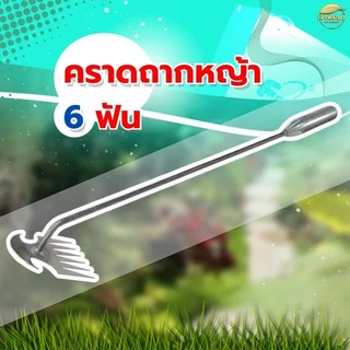 คราดถากหญ้า 6 ฟัน อุปกรณ์ทำสวน ถอนราก ขุดหญ้า ขุดดินใช้กำจัดหญ้า วัชพืช เหล็กอย่างดี