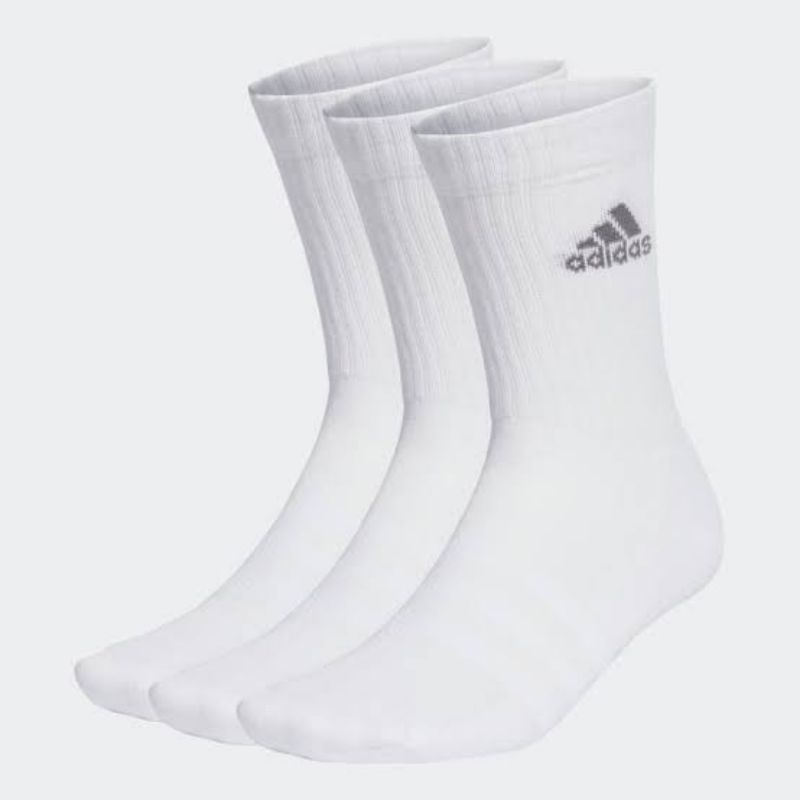 ถุงเท้าความยาวครึ่งแข้ง adidas Cushioned Crew Socks 3 Pairs (3 คู่) รหัสIA3949 ใหม่แท้100% ราคาป้าย5