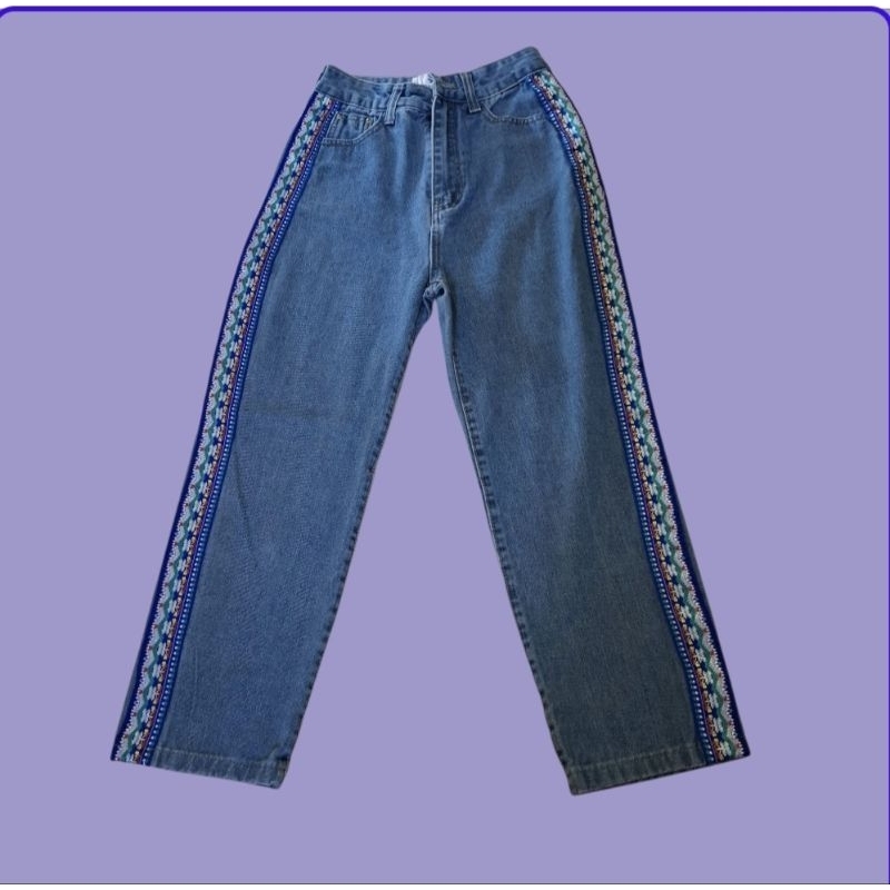 กางเกงยีนส์แต่งแถบแฮนส์เมด แบรนด์ ORDER VOLUME