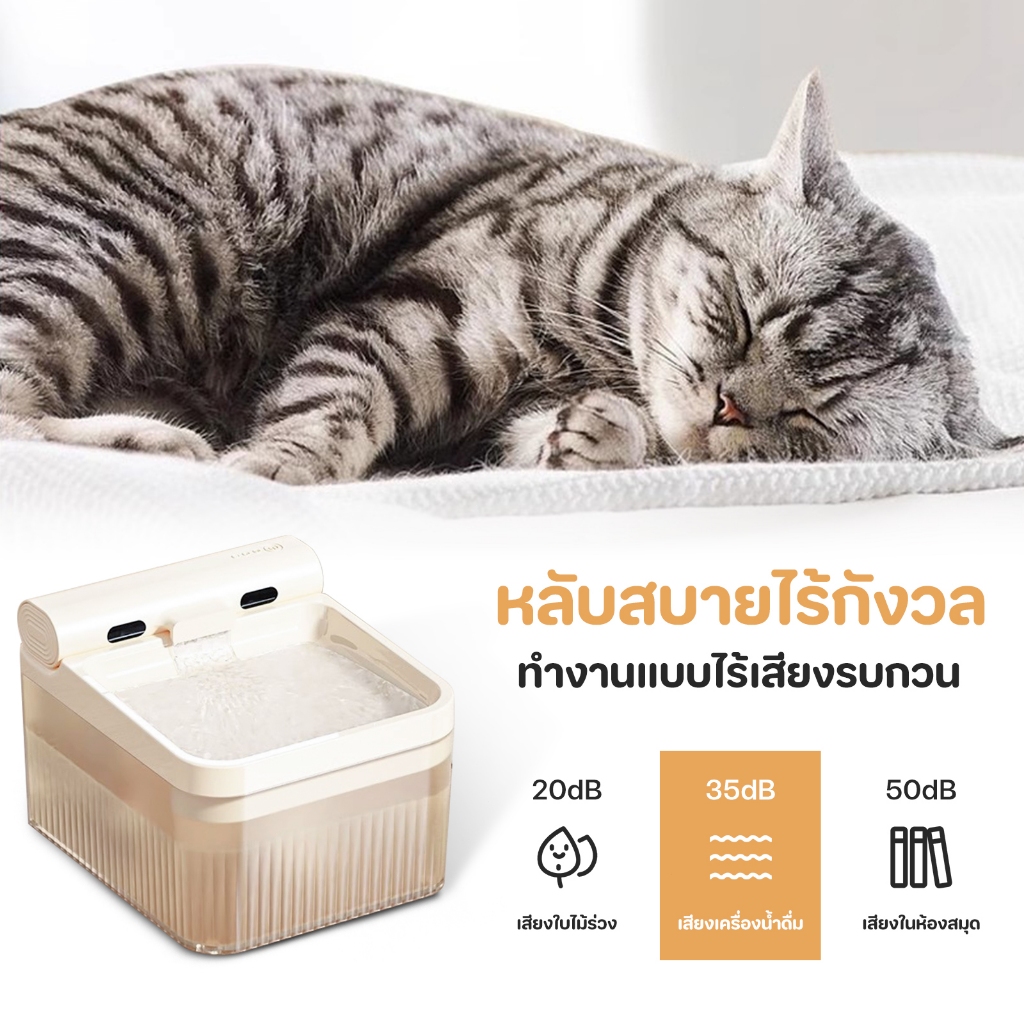 【CAT&DOG】🐱ความจุน้ำ 4 ลิตร น้ำพุแมวไร้สาย มีแบตเตอรี่ในตัว น้ำพุชาร์จไฟ น้ำที่ตรวจจับทางชีวภาพ 😺 - รูปที่ 2