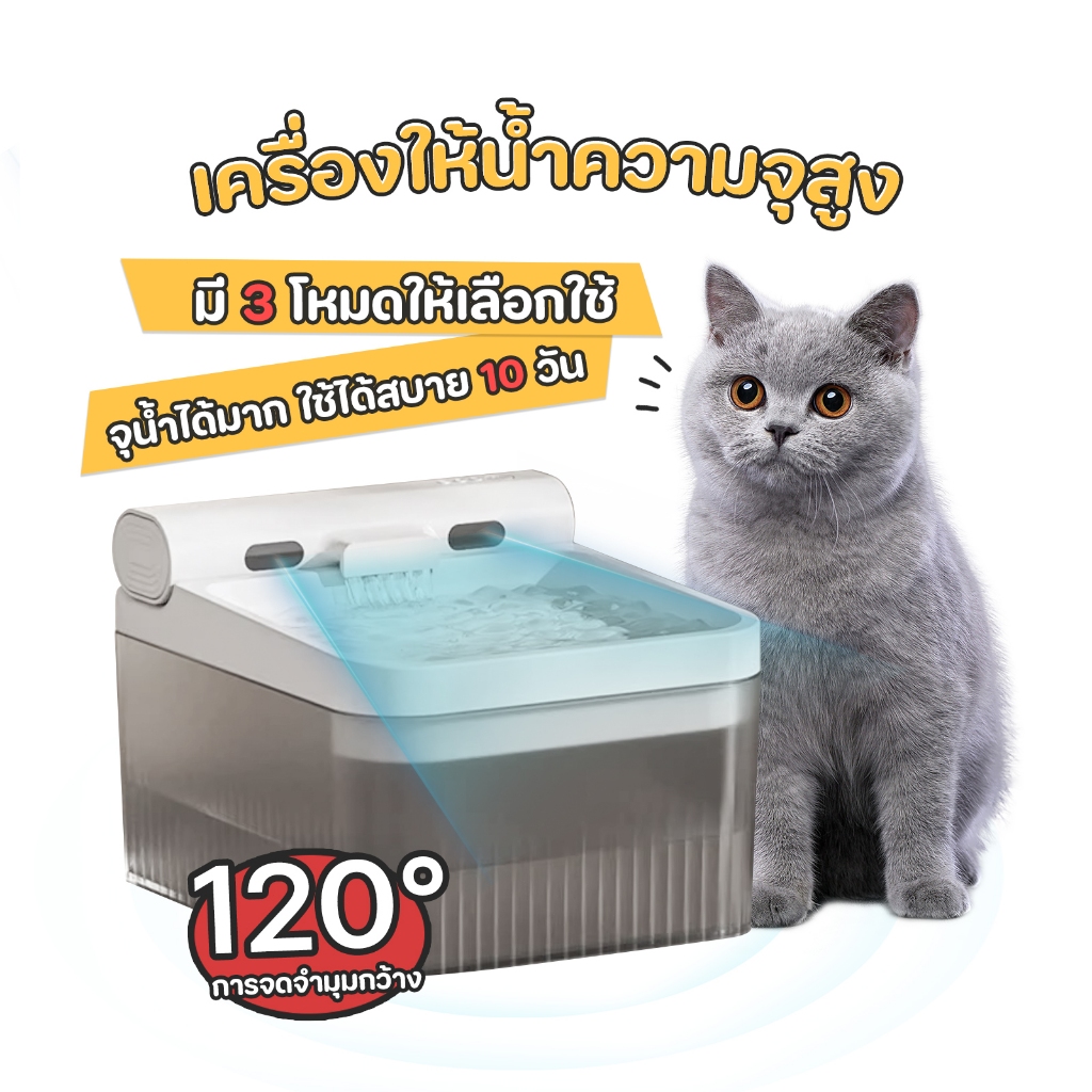 【CAT&DOG】🐱ความจุน้ำ 4 ลิตร น้ำพุแมวไร้สาย มีแบตเตอรี่ในตัว น้ำพุชาร์จไฟ น้ำที่ตรวจจับทางชีวภาพ 😺 - รูปที่ 7