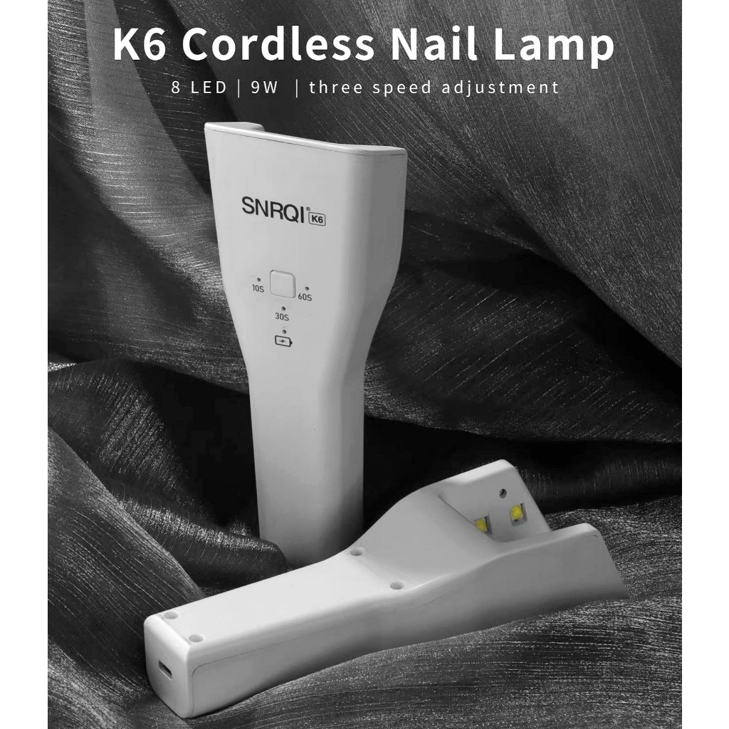 SNRQI ไฟฉายอบเล็บK6 ล็อกอะไหล่สีขาว แบบพกพา 9w. 8LED ชาร์จไฟได้ คุณภาพนำเข้า พร้อมส่ง