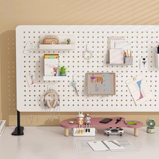 กระดานหลุม Pegboard DIY แผ่นกระดานติดผนัง เพ็กบอร์ดติดผนัง แขวนเครื่องมือบนโต๊ะโดยไม่ต้องเจาะรู