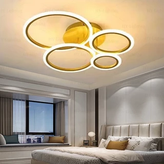 ห้องนั่งเล่นโคมระย้าโคมไฟนอร์ดิกที่เรียบง่ายรอบโคมไฟห้องนอน LED โคมไฟเพดานห้องรับประทานอาหารที่ทันสมัย