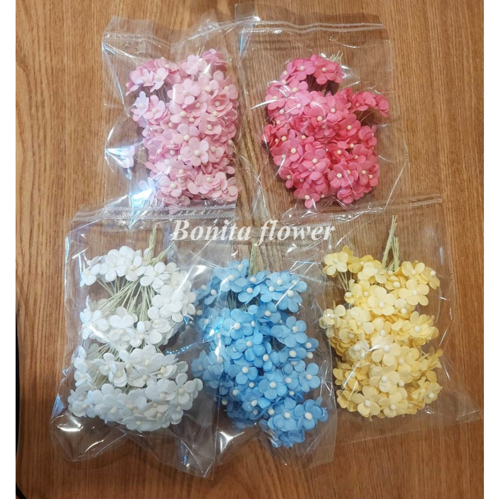 ดอกไม้กระดาษสา ดอกหิ่งห้อย ดอกตุ๊ดตู่่ 1 ชั้นเกสรก้านลวด ขนาด 1.5 ซม. แพค 100 ดอก/ห่อ ดอกไม้แฮนด์เมด ใช้ตกแต่งงานฝีมือ