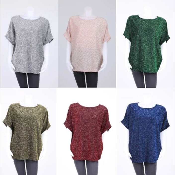 เสื้อกลิตเตอร์ทรงปีกนกโอเวอร์ไซศ์ วิ้งวิ้ง วิบวับ ใส่สบาย ไม่ยับ ไม่ต้องรีด ช่วยพรางหุ่น รอบอก 50-60 นิ้ว