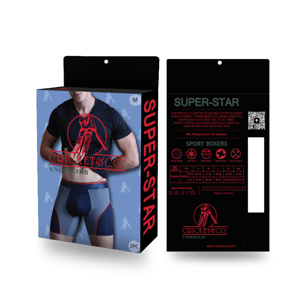 (Box 2 ชิ้น) Cricket & Co กางเกงในผู้ชายรุ่น Super Star แบบ Long Boxer กางเกงบ๊อกเซอร์ขายาว มี 2 สี