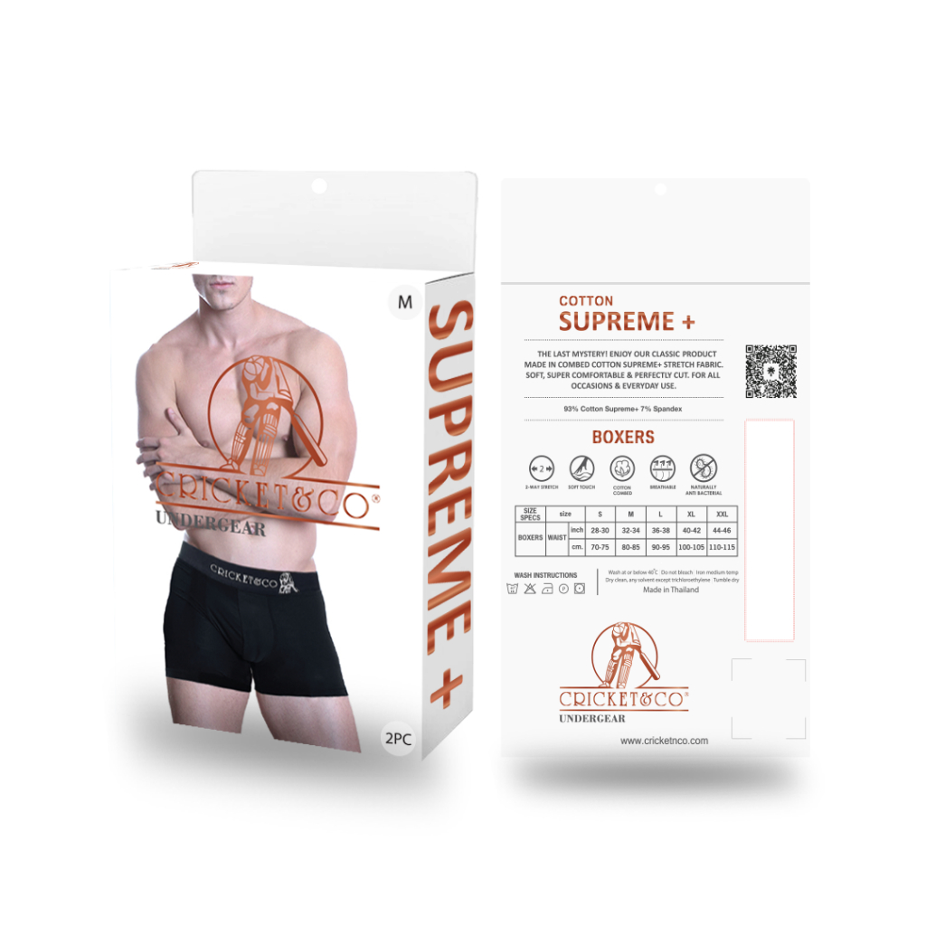 (Box 2 ชิ้น) Cricket&Co กางเกงในผู้ชายรุ่น Boxer Cotton Supreme กางเกงบ๊อกเซอร์ มี 3 สี