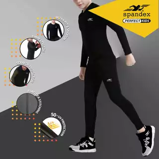 Spandex เสื้อรัดกล้ามเนื้อแขนยาวเด็ก กันUV ผ้าไม่อุ้มน้ำ แห้งไว กระชับ ไม่ย้วย ใส่ว่ายน้ำได้ CM701