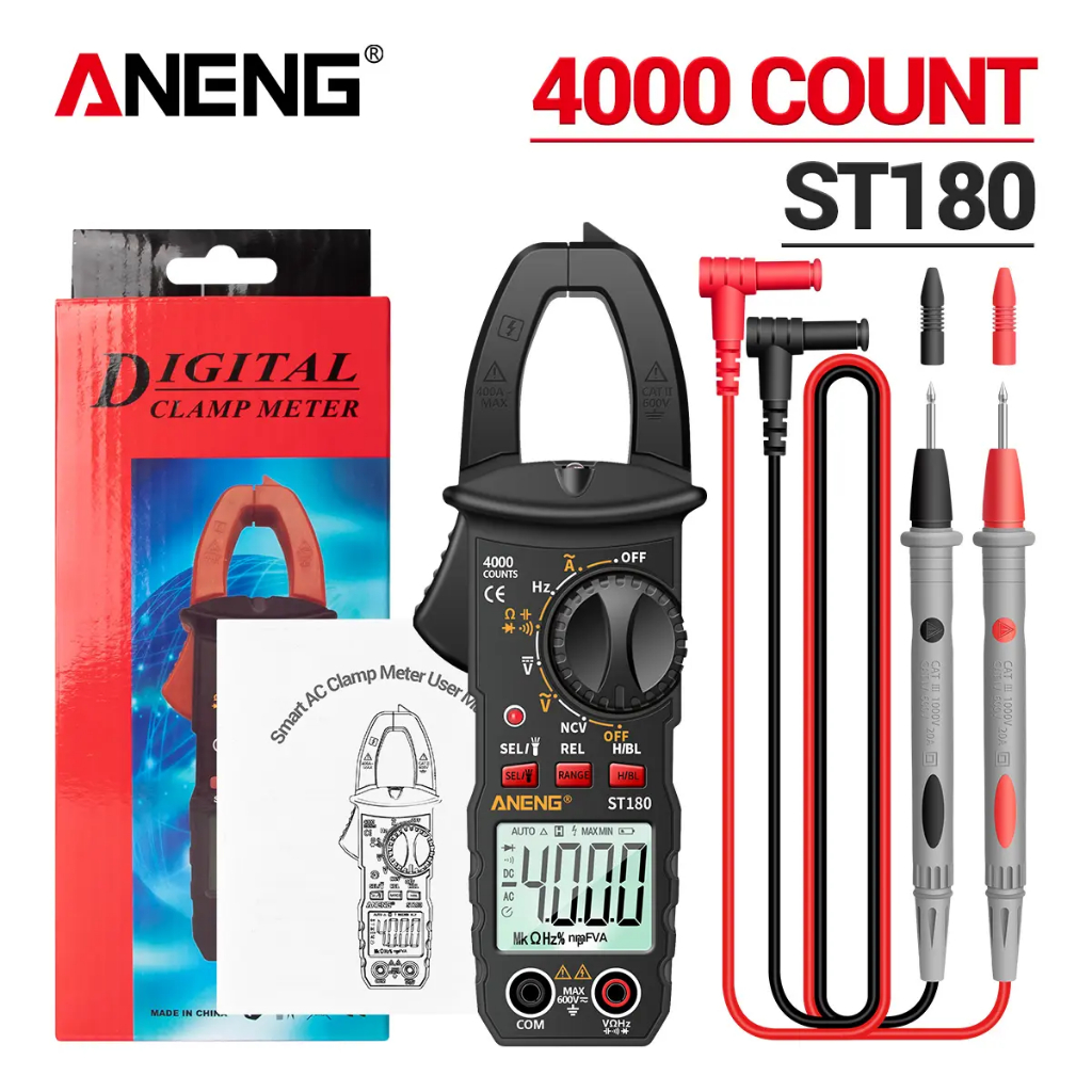 ST180 Clamp Meter สีแดง ดิจิตอลมัลติมิเตอร์ ″ANENG″