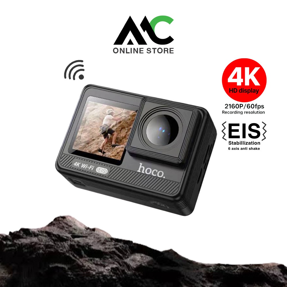 [ประกัน 1 ปี] Hoco DV102 กล้องแอคชั่น หน้าจอคู่ ชัดระดับ 4K 2160P / 60fps EIS มีระบบกันสั่น WiFi