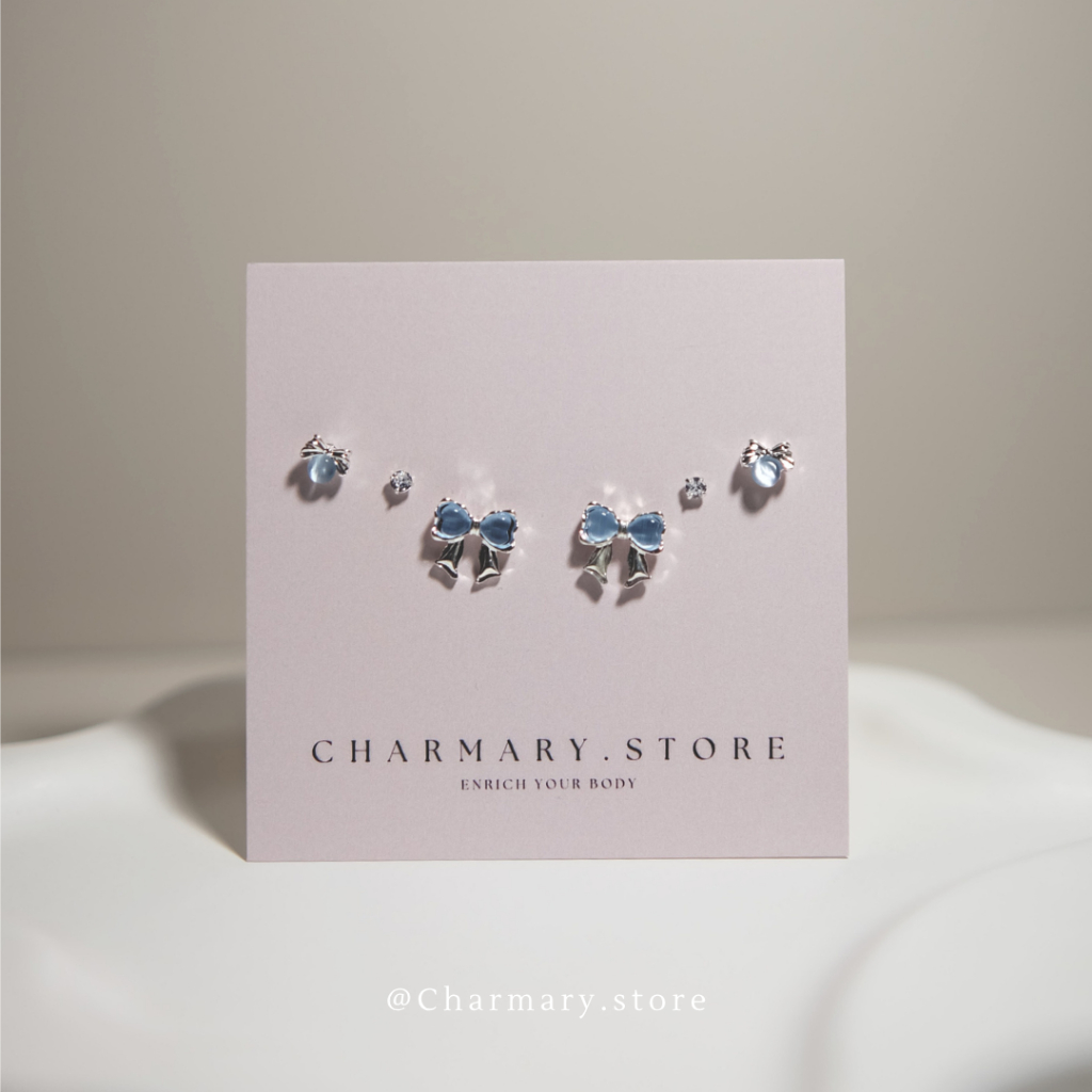 [สินค้าพร้อมส่ง✨] ต่างหู Blue Ribbon💙