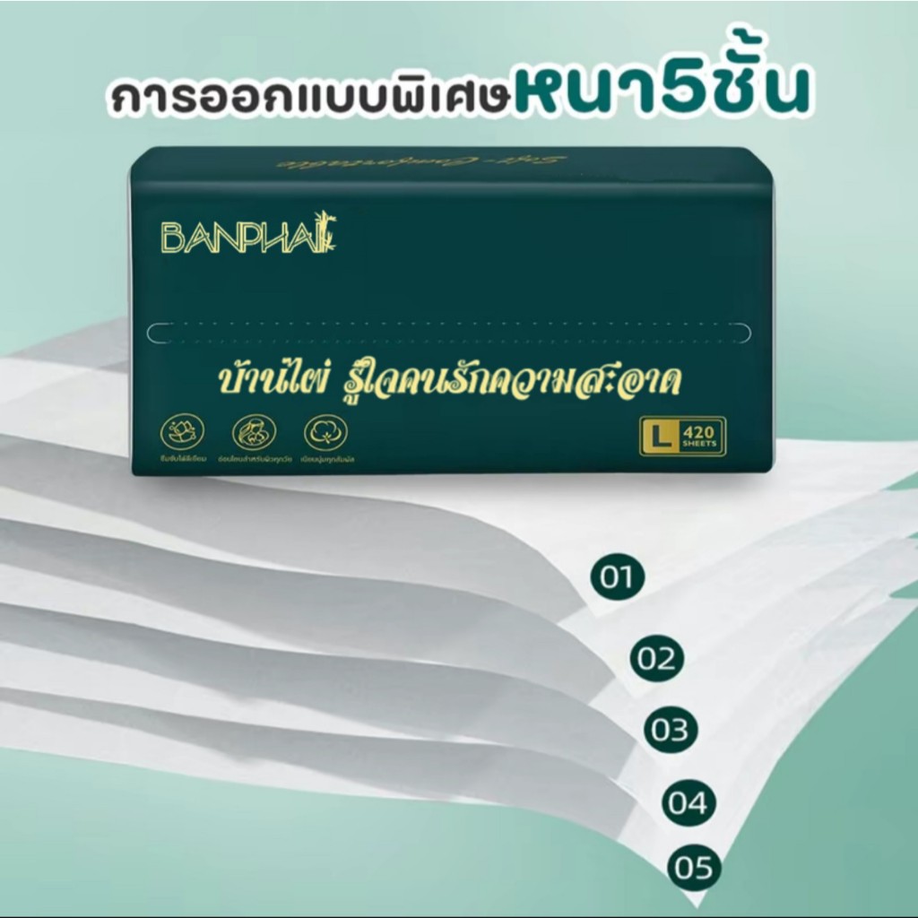 [20ห่อ ] ทิชชู่BANPHAI GB/T 20808 Air Cushion Soft Tissue 5 ชั้น 420 แผ่น ทิชชู่ยกแพ็คส่งฟรี - 2