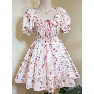 Dress แขนตุ๊กตา(อก32-48)ระบายทรงปล่อย an-05 🌷✨
