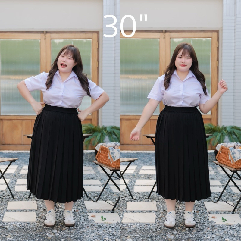 กระโปรงพลีทนักศึกษา สำหรับสาวพลัสไซต์ XL-XXL รูปที่ 8