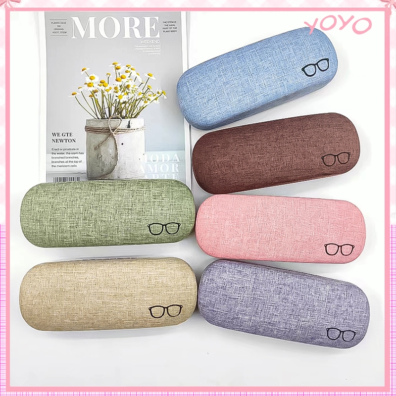 กล่องเก็บแว่นตาพกพาสไตล์ย้อนยุคสำหรับนักเรียน ป้องกันการกดทับ พกพาง่าย ราคาประหยัด กล่องแว่นตาแฟชั่น