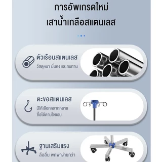 พร้อมส่ง!เสาน้ำเกลือ เสาแขวนน้ำเกลือ เสา น้ำเกลือ เสาน้ำเกลือมีล้อ แสตนเลส มาพร้อมกับตะขอ 4 อัน ปรับความสูงได้ 1.1-2M