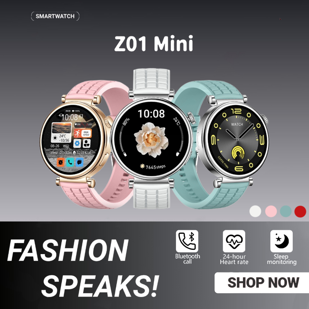 Z01 Mini นาฬิกาสมาร์ทสตรี นาฬิกาอัจฉริยะ smart watch วัดอัตราการเต้นหัวใจ กันน้ำ