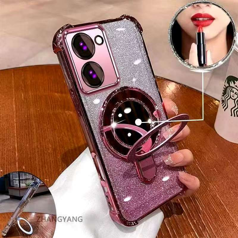 เคสขอบสี กากเพชรกันมุม สำหรับรุ่น Vivo Y03 Y03T Y18 Y28S Y28 4G เคสกันกระแทก กากเพชขอบสี