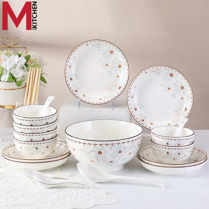 M KITCHEN M KITCHEN จาน ชาม ถ้วย เซรามิค เข้าไมโครเวฟได้ (A3)