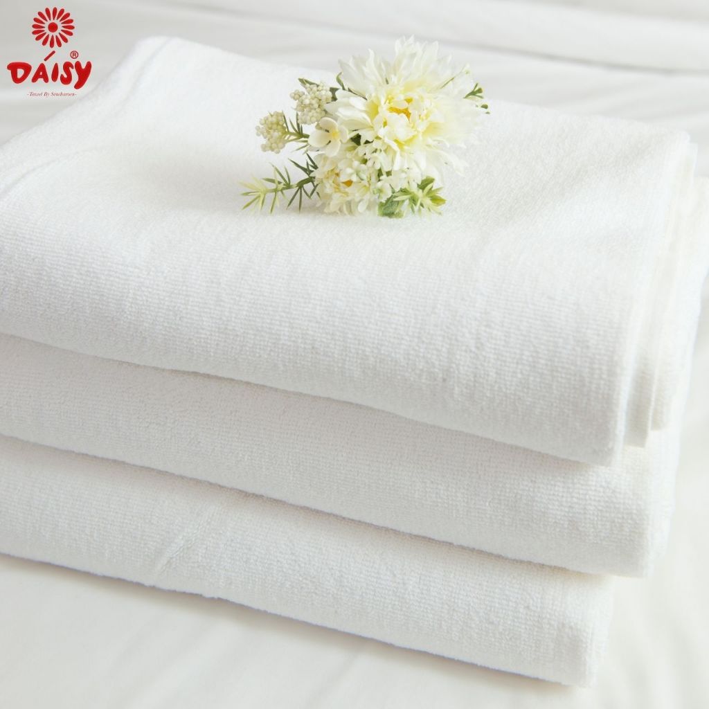 ผ้าขนหนูเช็ดตัวเกรดโรงแรม สีขาว 30x60 เส้นคู่ น้ำหนัก 16/18 ปอนด์