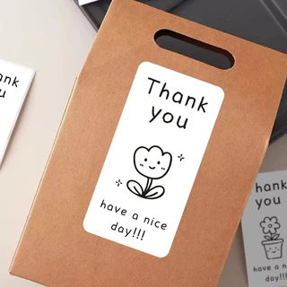 สติ๊กเกอร์ขอบคุณทรงยาว สติ๊กเกอร์สายคาดติดแก้วกาแฟ เครื่องดื่ม สติ๊กเกอร์ฉลากซีล พร้อมส่ง