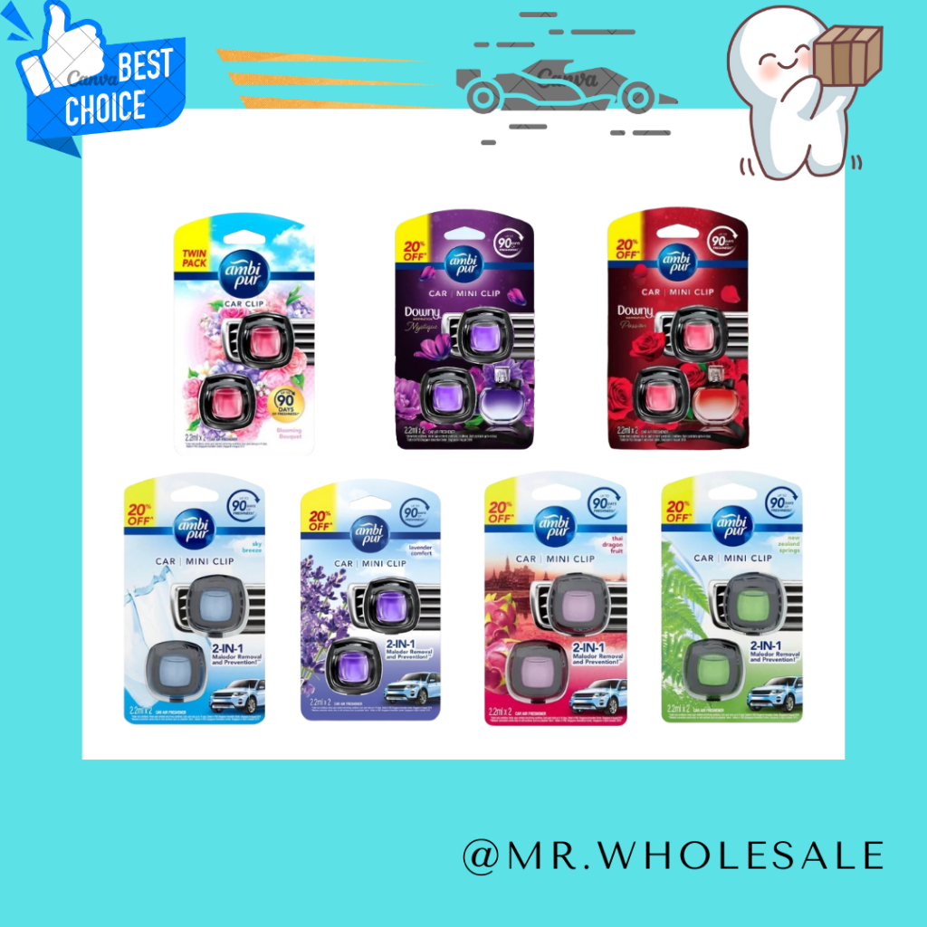แพ็คคู่ ambipur car mini clip 2.2 ml น้ำหอมติดรถยนต์