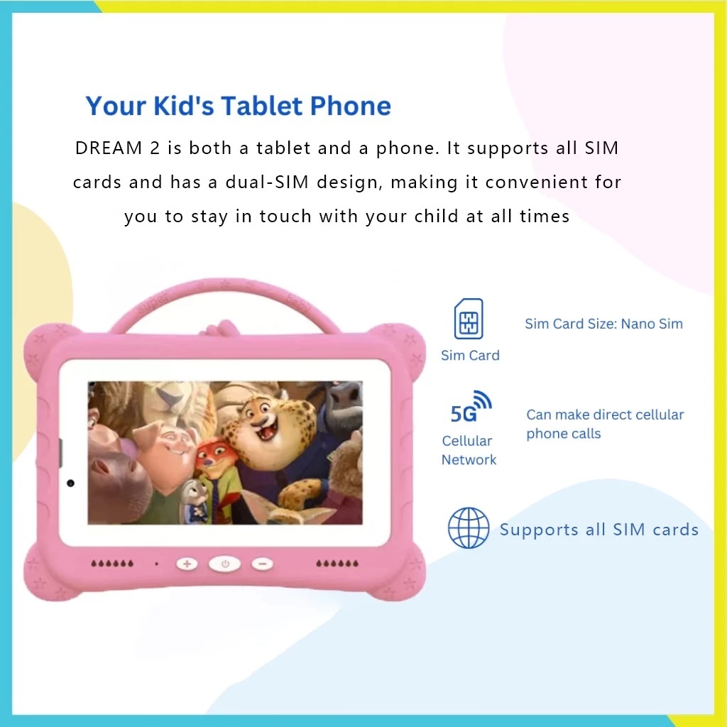 แท็บเล็ตเด็ก 8G + 256G 7 นิ้วหน้าจอซิมการ์ด WIFI Android 12 Tablet pc 5000mAh สมาร์ทเกมแท็บเล็ตแบตเตอรี่ขนาดใหญ่  การ์ตู