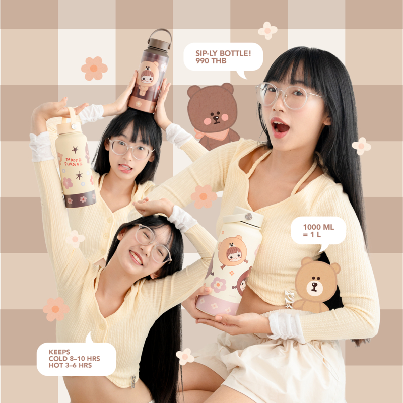 FAHFAHS | Sip-ly Bottle กระบอกน้ำเก็บความเย็น ขนาด 1 ลิตร (พร้อมจัดส่ง) ราคา ถูกที่สุด ดีลบีเคเค แกลเลอรีภาพที่ 4