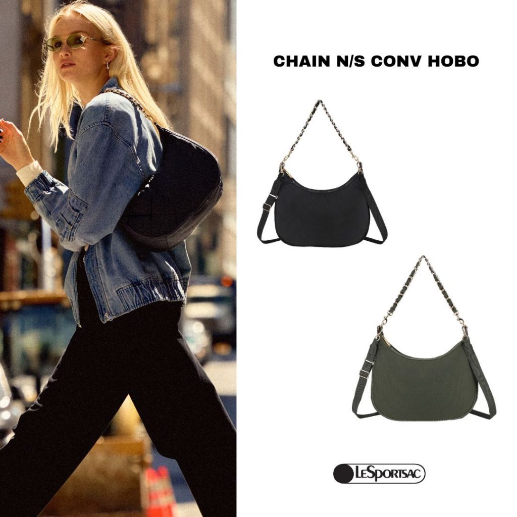 Lesportsac Chain N/S Convertible Hobo Bag Crossbody Bag กระเป๋าสะพายไหล่ สะพายข้าง Style1285