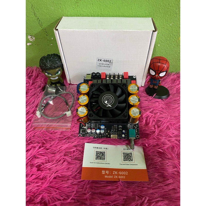 ZK-6002 แท้  แอมป์จิ๋วขับซับ TPA3255 600W*2 DC 18-50V  แอมป์จิ๋วzk6002 แอมขับซับเบส 6002 แอมป์จิ๋วแร