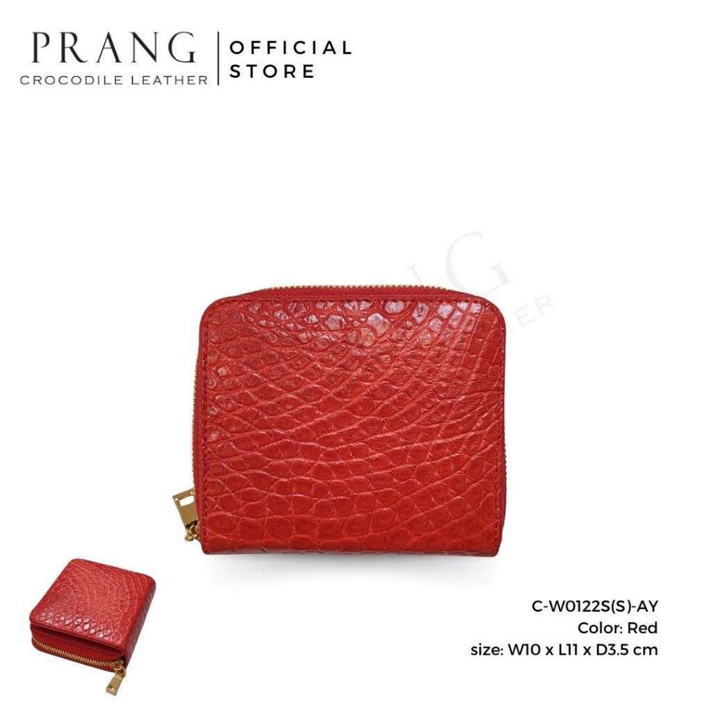 Prang Crocodile Leather Short Bi-fold & Zip Wallet กระเป๋าสตางค์สั้น หนังจระเข้ C-W0122S(S)-AY