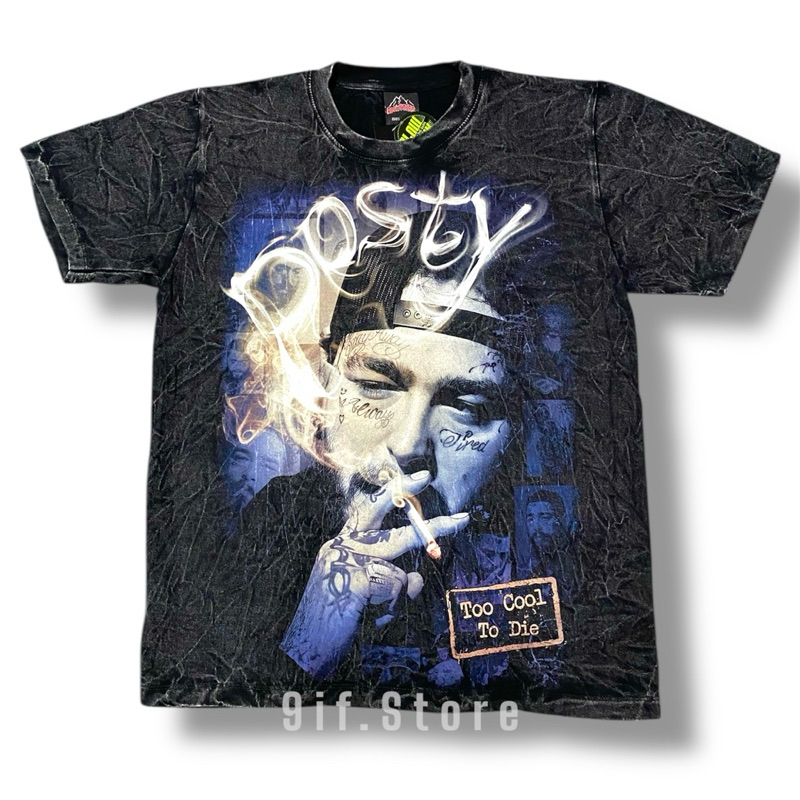 เสื้อผ้าฟอก-ผ้าดำ Posty ฟอนต์ควัน(เรืองแสง)ป้ายRockTees รูปที่ 3