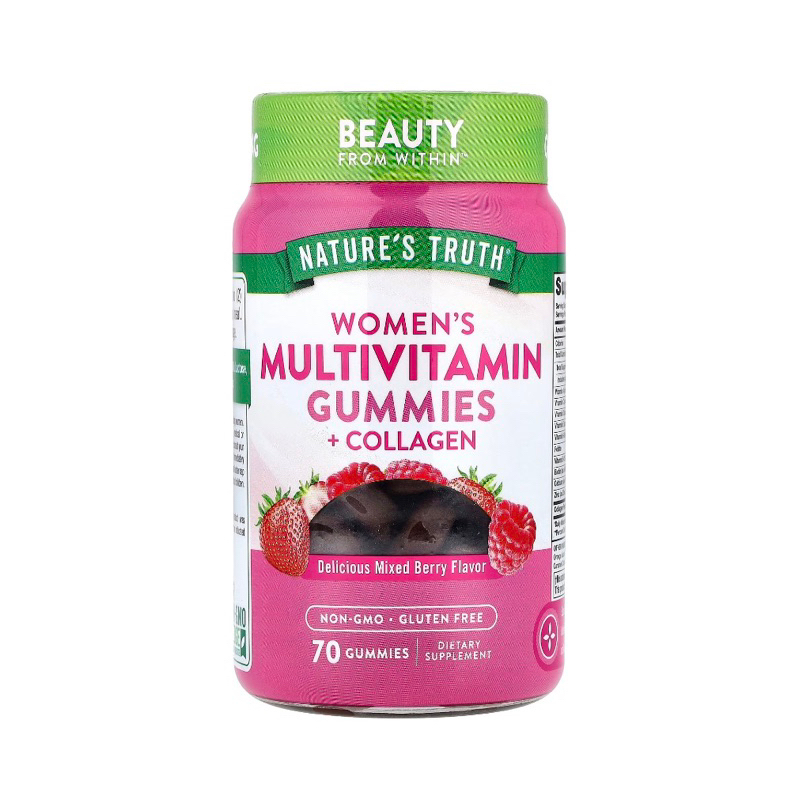 exp 08/2027 กัมมี่ วิตามินรวมสำหรับผู้หญิง Nature's Truth, Women's Multivitamin + Collagen Gummies, Mixed Berry