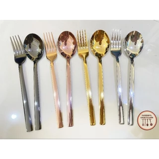 ช้อนส้อมสแตนเลส สไตล์เกาหลี รุ่นด้ามหนา สีเงิน สีดำ สีทอง สีโรสโกลด์ เกรดพรีเมี่ยม