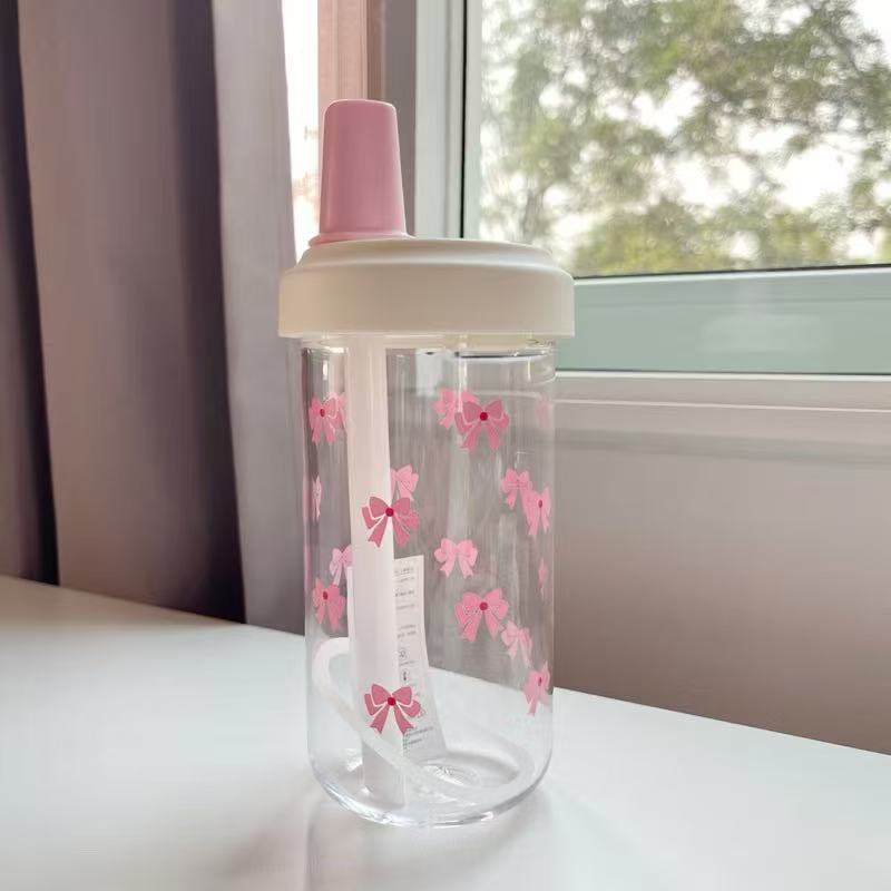 แก้วน้ำ แก้วกาแฟ 500 ml สกรีนรูปโบว์ น่ารัก มินิมอล ผู้หญิง ของขวัญ พร้อมส่งในไทย